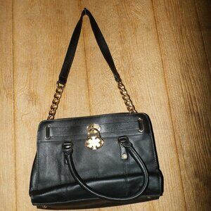 Emma Fox Black Leather CAMBRIDGE Gold Padlock Top Handle Satchel Shoulder Bag